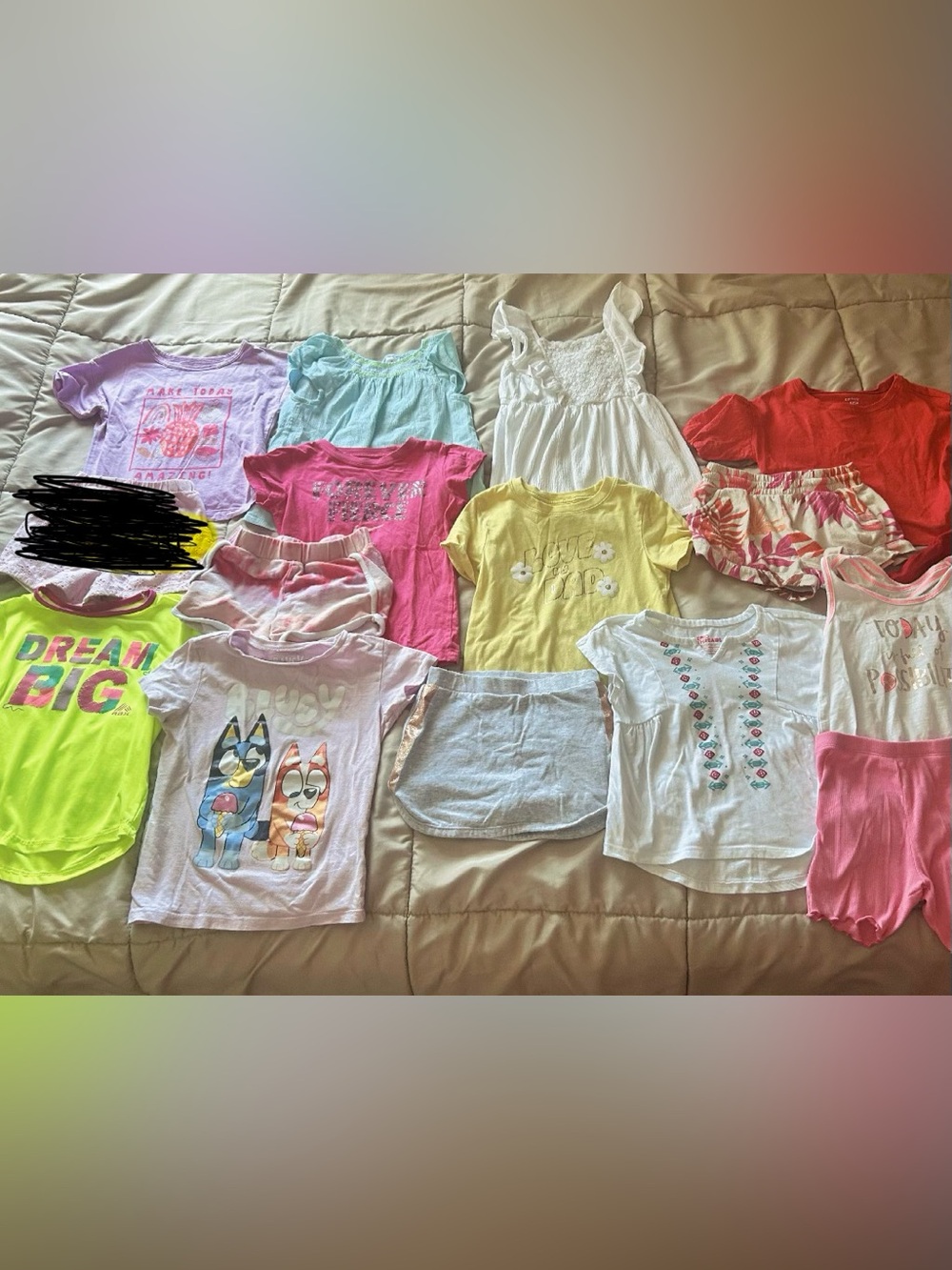 18 pc lot. Little girl size 5. Mixed Short Sleeve Tops, sets & shorts